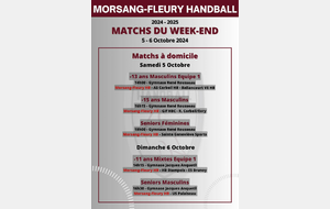 Matchs à domicile du 5-6 Octobre