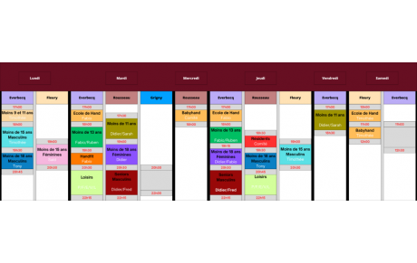 Planning des entraînements 2023-2024