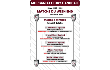 Matchs à domicile du 7-8 Octobre