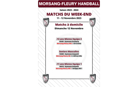 Matchs à domicile du 11-12 Novembre