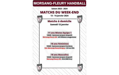 Matchs à domicile du 13-14 Janvier