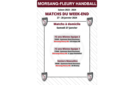 Matchs à domicile du 27-28 Janvier