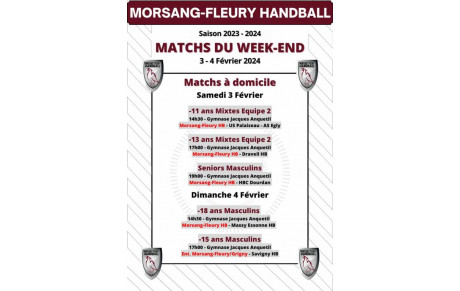 Matchs à domicile du 3-4 Février