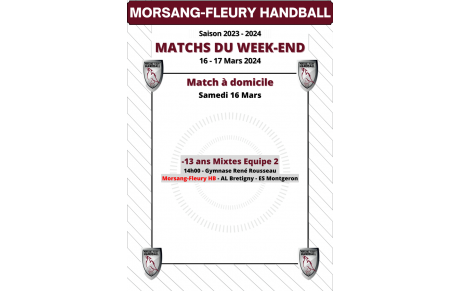 Match à domicile du 16-17 Mars