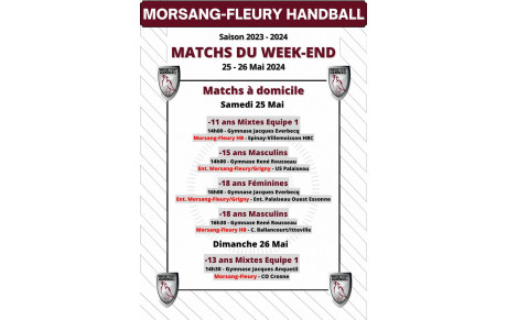 Matchs à domicile du 25-26 Mai