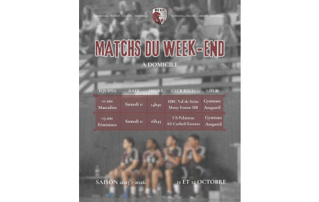 Matchs à domicile du 11-12 Octobre