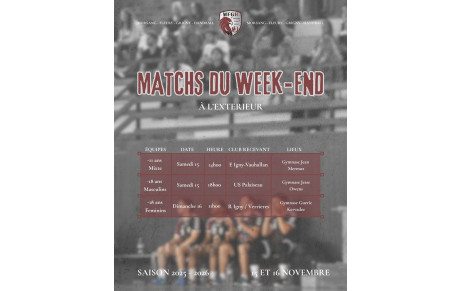 Matchs à l'extérieur du 15-16 Novembre