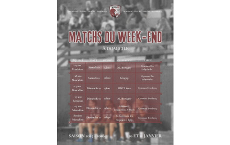 Matchs à domicile du 10-11 Janvier